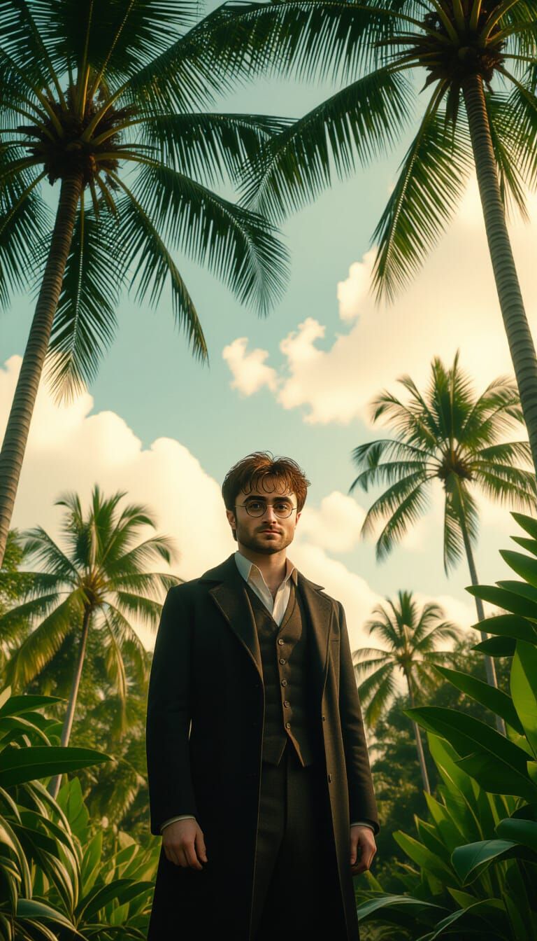 Tropical Paradise Film Still, Matte Painting Style