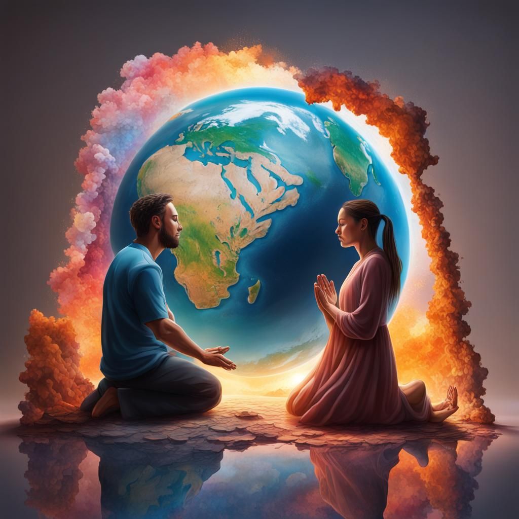 Hyperrealistic Earth Prayer: A Dramatic Concept Art