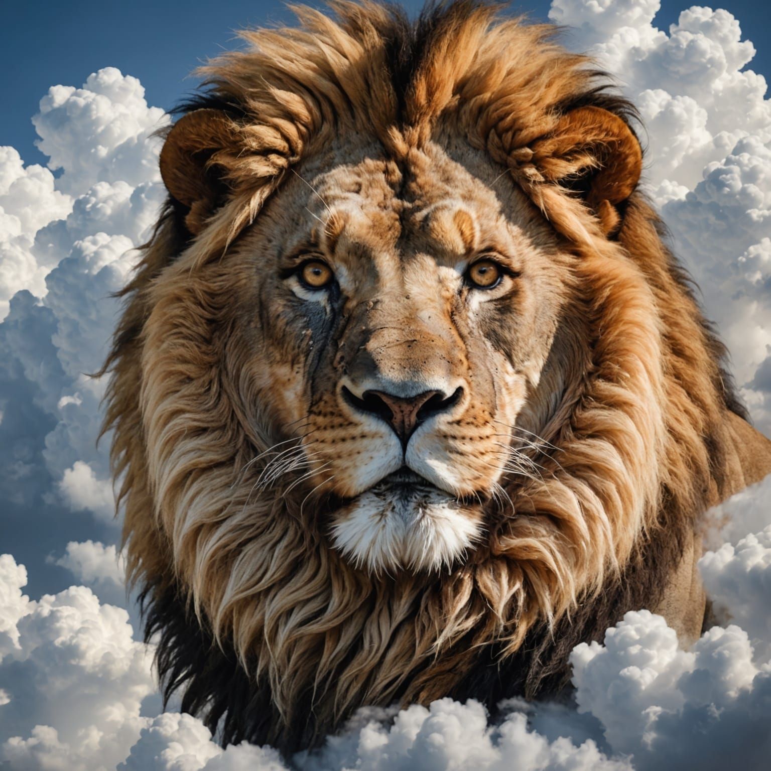 Hyper-Realistic Cloud Lion Portrait