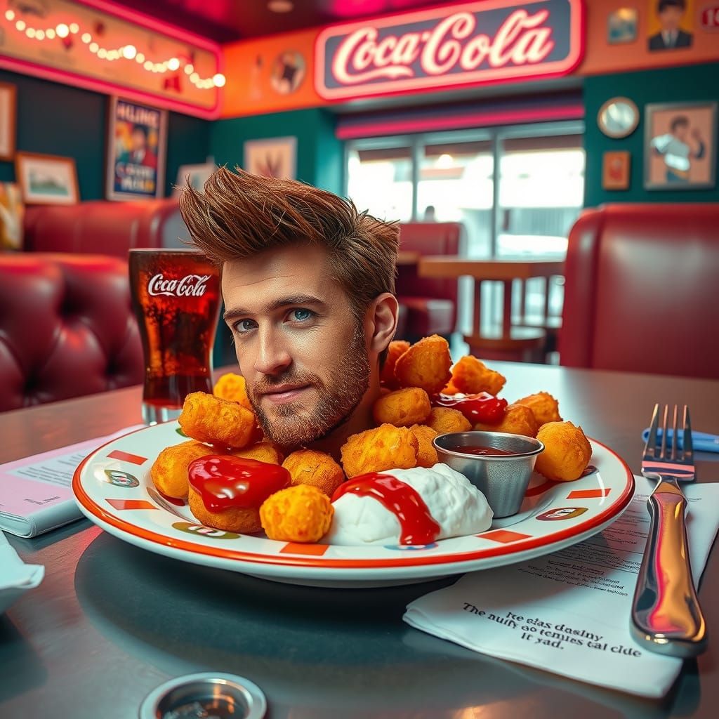 Tater Tot Head with Coke, Pop Surrealism