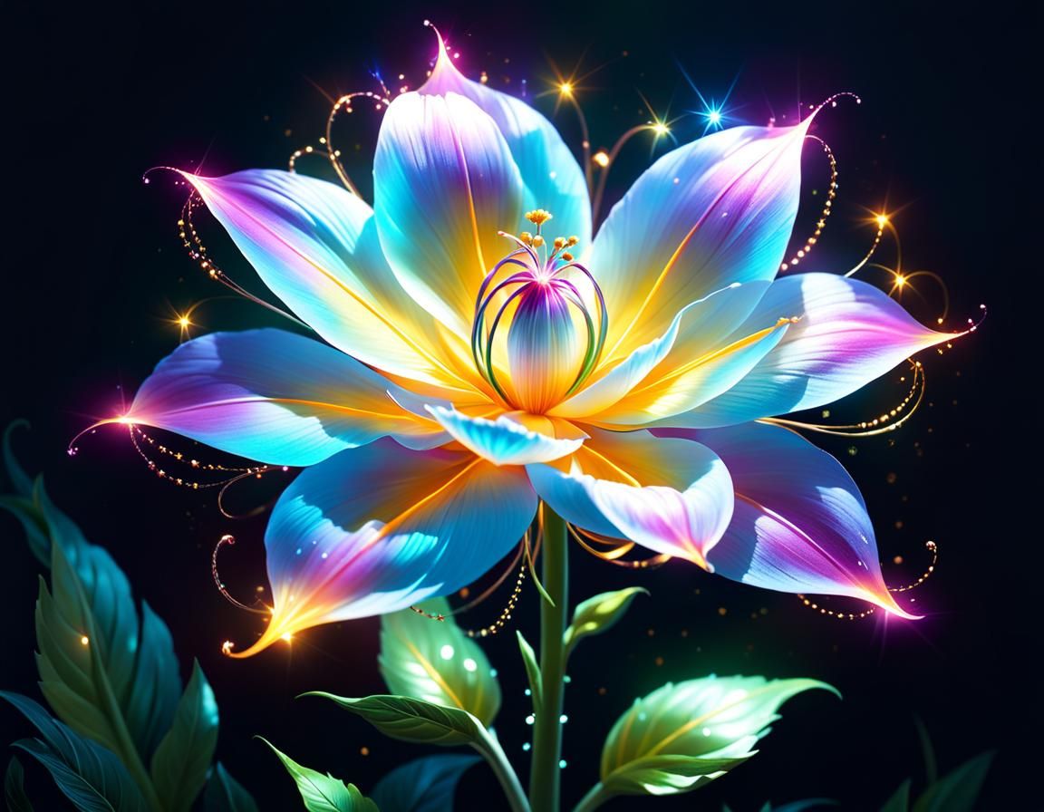 Glowing Magical Flower in Hyperrealistic Concept Art
