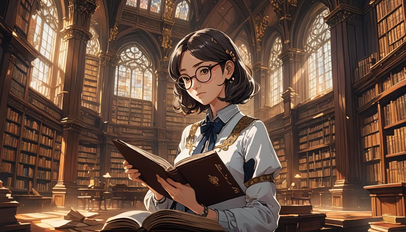 Anime Librarian in Royal Library: Studio Trigger Style