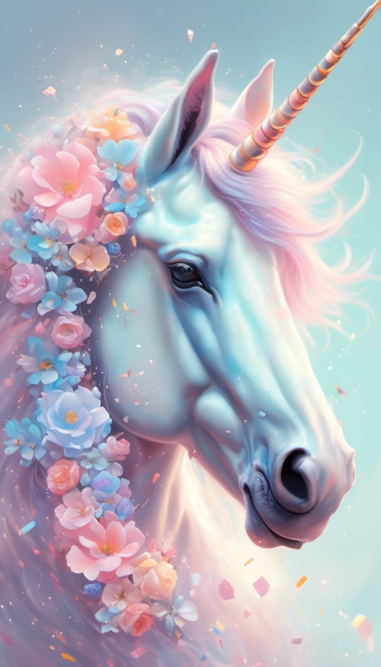 Pencil Pastel Shaded Unicorn in Pastel Shades