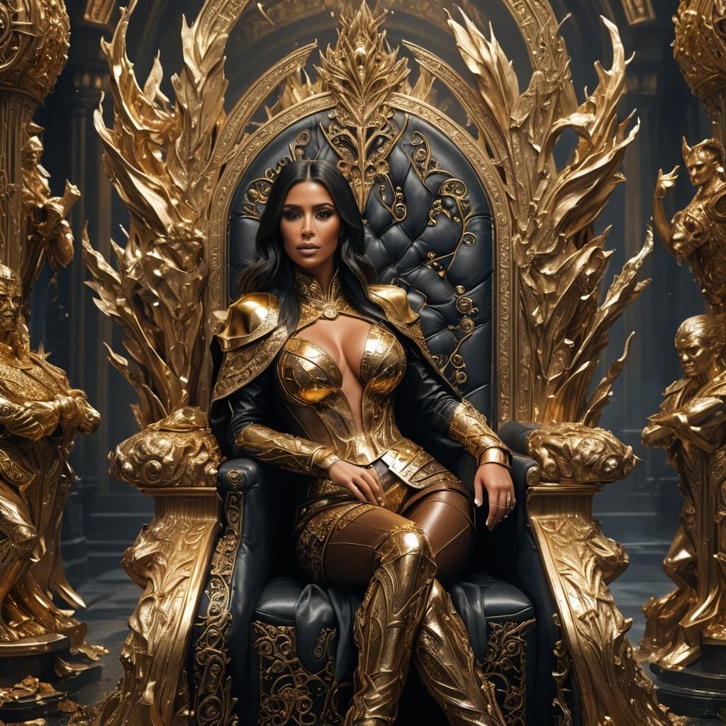 Kim Kardashian on Gold Throne: Fantasy Art