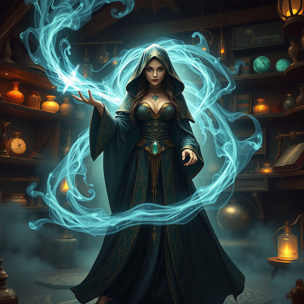 Mystical Alchemist Woman Channels the Force