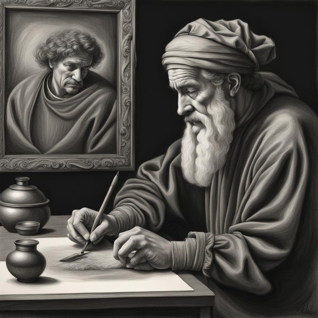 Renaissance Man: A Detailed Charcoal Drawing