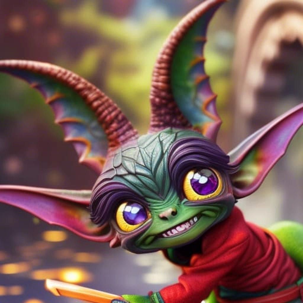 Cute Glitter Goblin in Anime Art Style