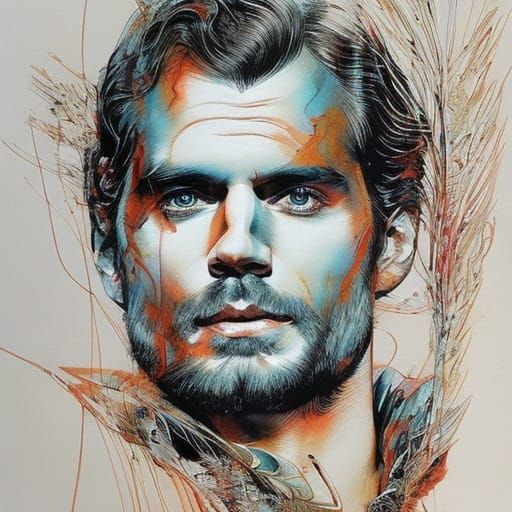 Henry Cavill Portrait in Watercolor Ghibli Style