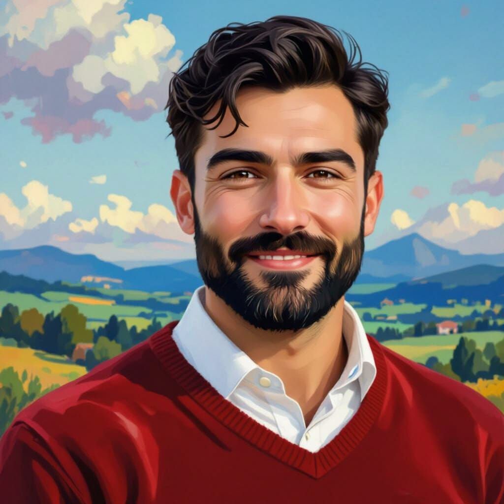 Impressionist Portrait of a Smiling, Sad Man