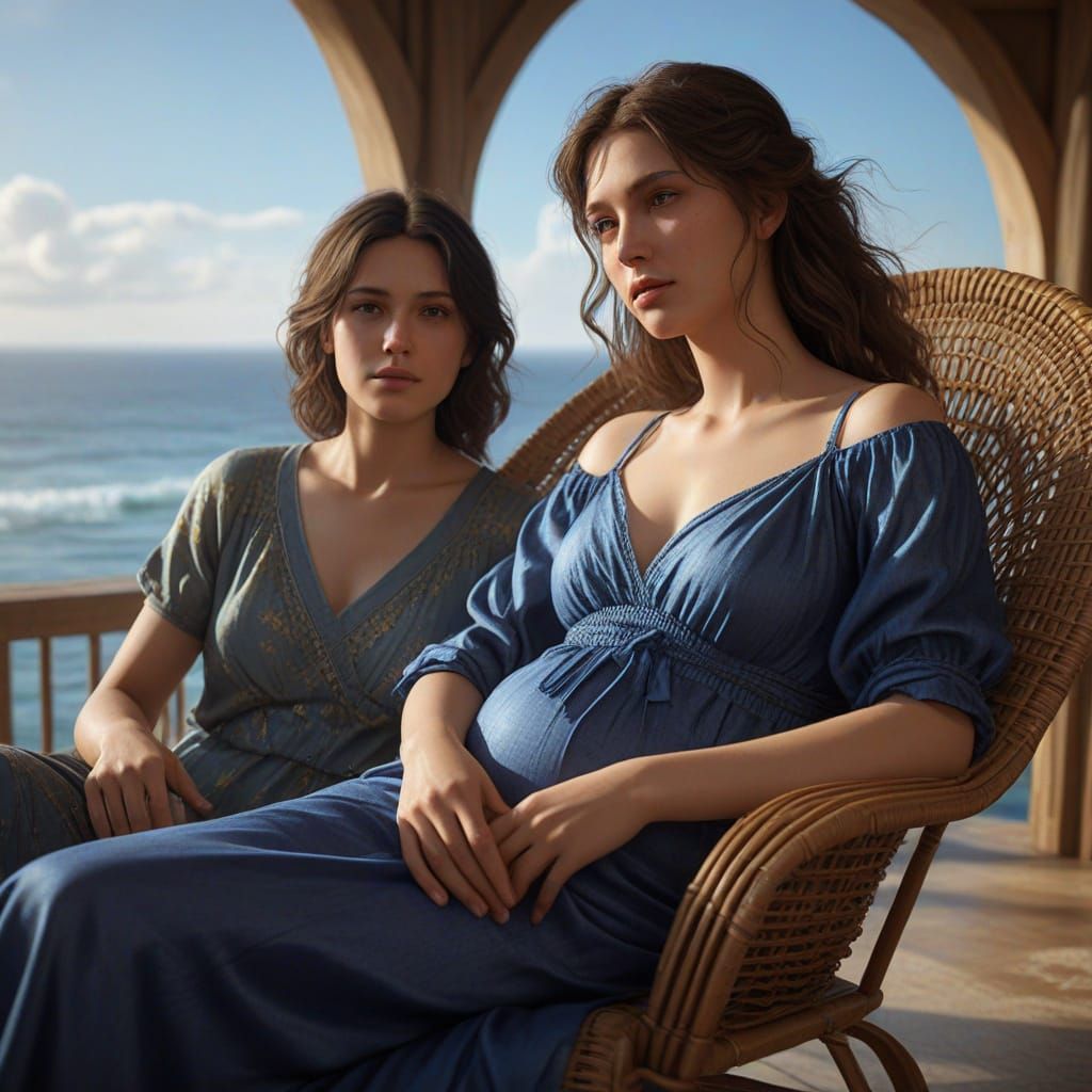 Young Pregnant Woman Surrounded by Warm Light