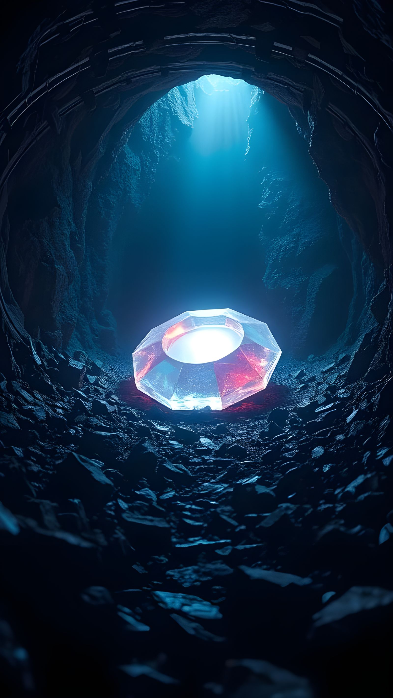 Luminous Jewel Glows in Coal Mine: Cinematic Digital Art