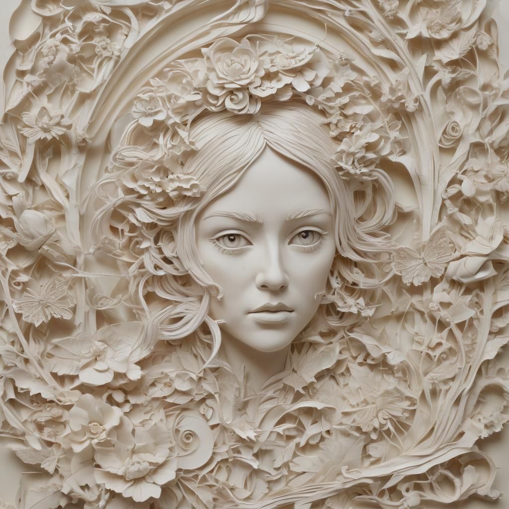 Frightful Paper Art Collage in Style of Historical Illustrat...