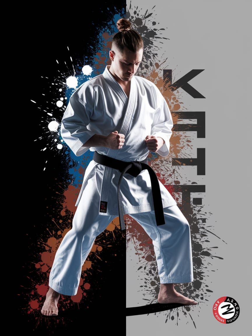 Karate Master Portrait in Dynamic Ink Style