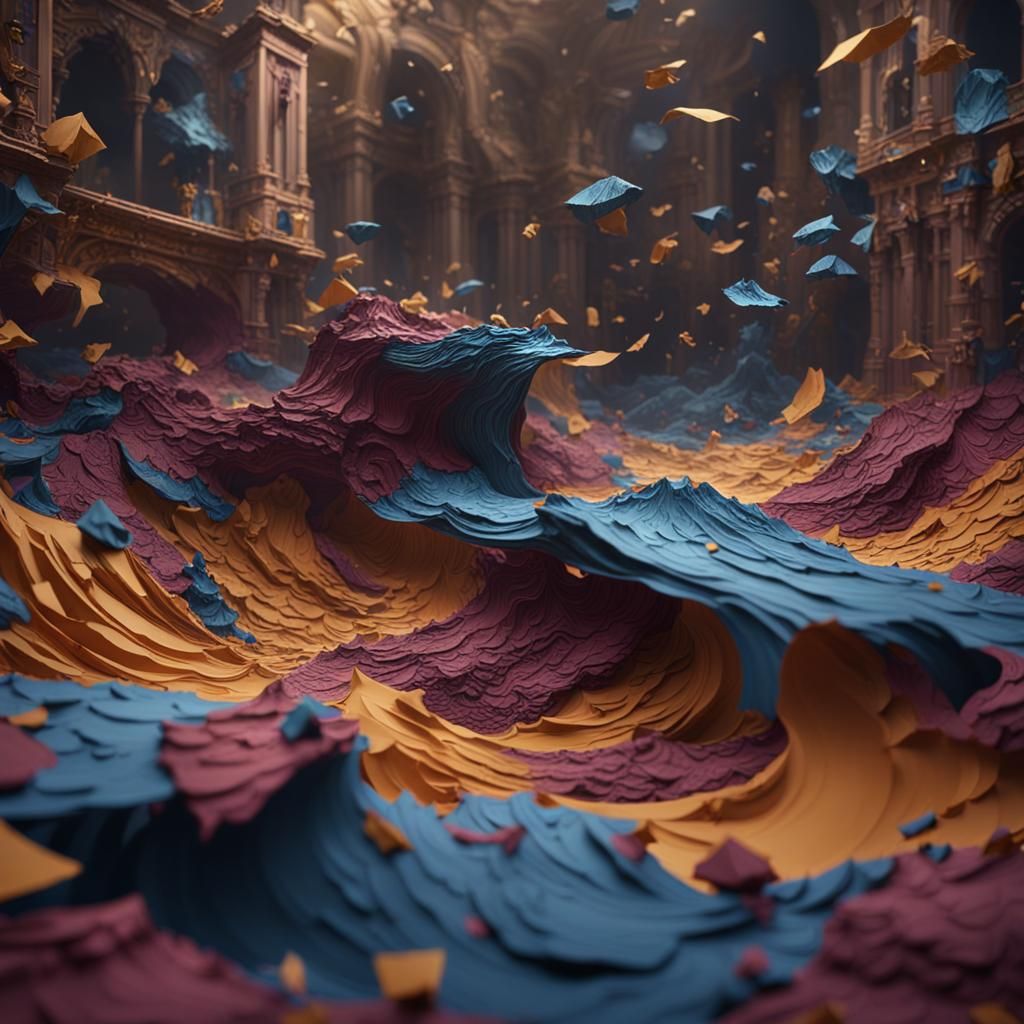 Fantastical Jumping Paper in Detailed Matte Painting