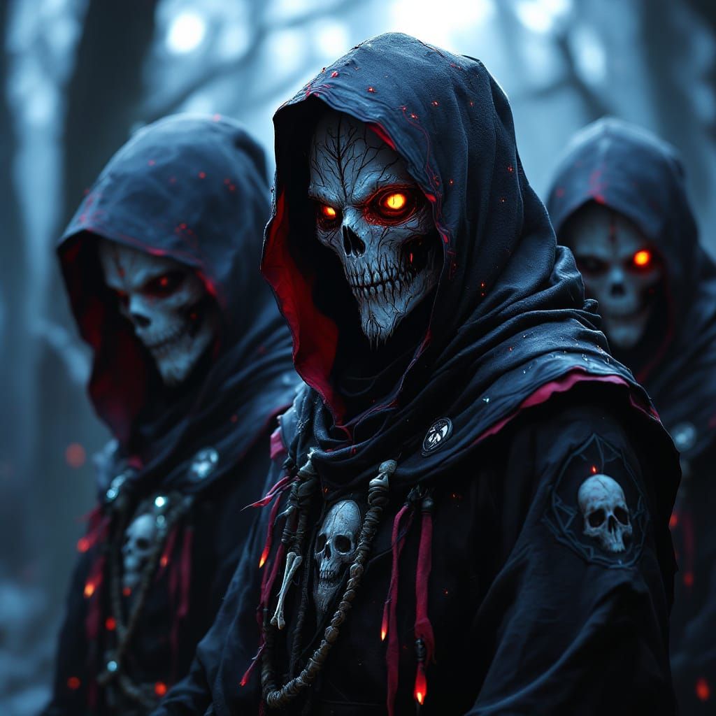 Mystical Necromancers in Hyper-Detailed 3D Anime Style