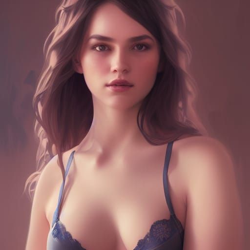 Detailed Lingerie Portrait in Art Nouveau Style