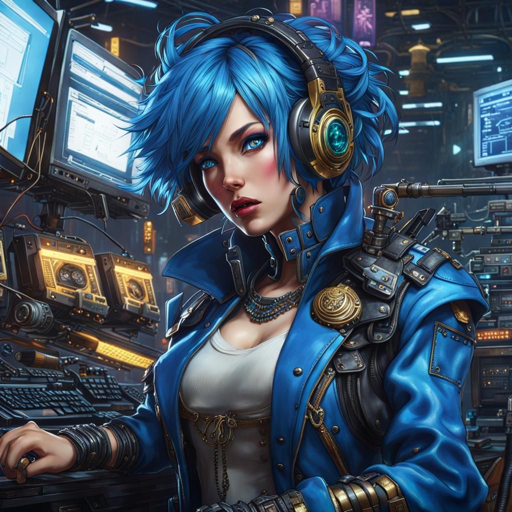 Angry Punk Girl Destroys Computers in Cyberpunk Anime