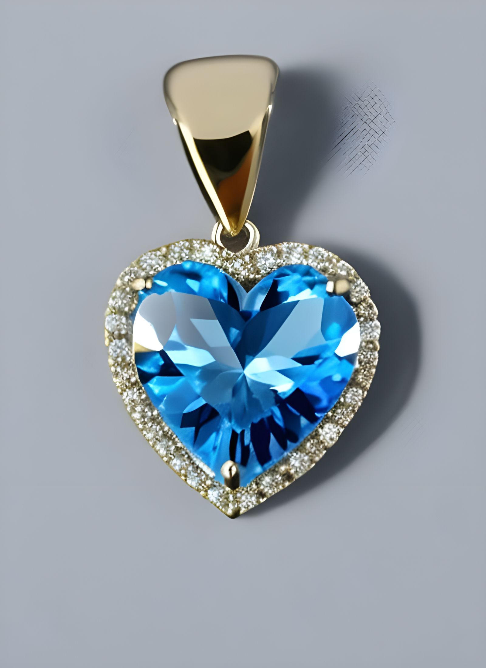 Heart-Cut Blue Topaz Solitaire Pendant