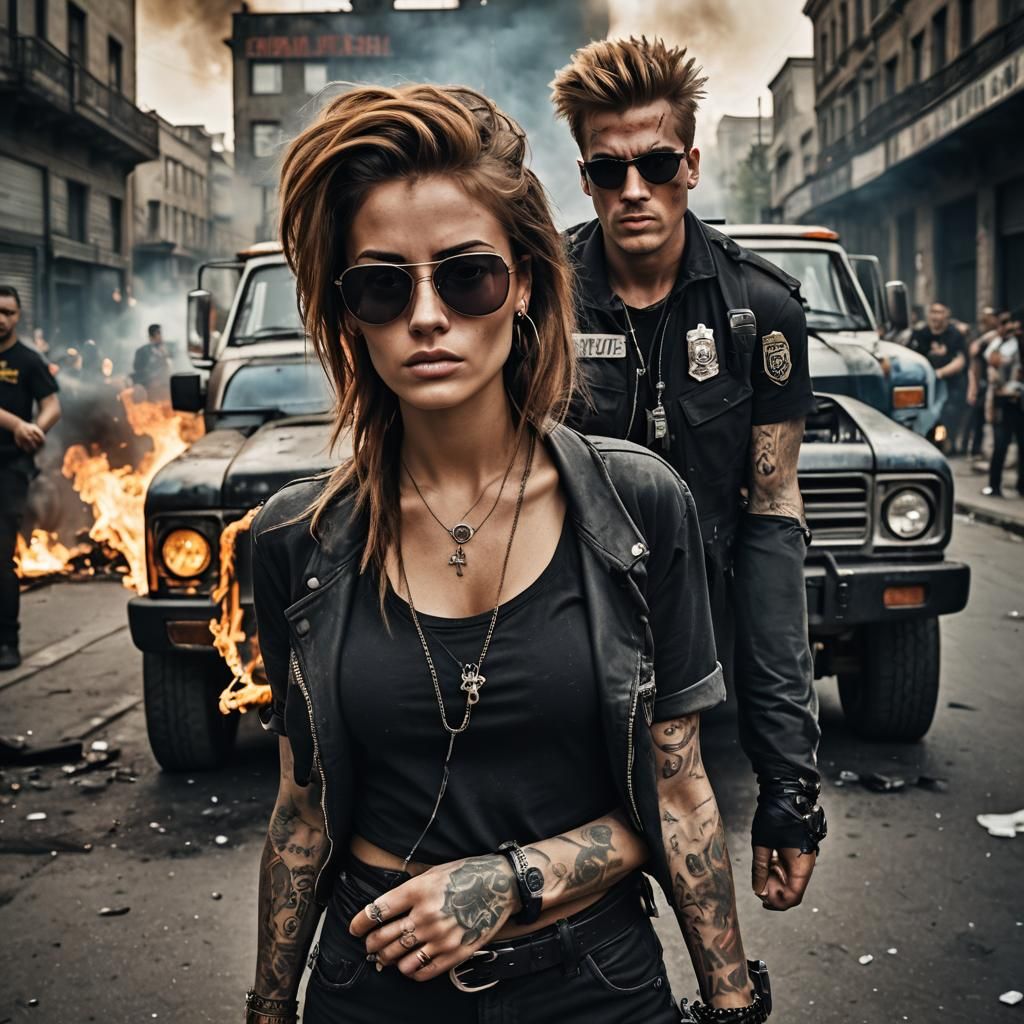 Johnny Bravo in Riot Scene, Necropunk Style