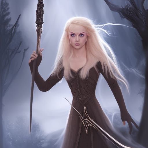 Elven Forest Magician with Two-Handed Wand