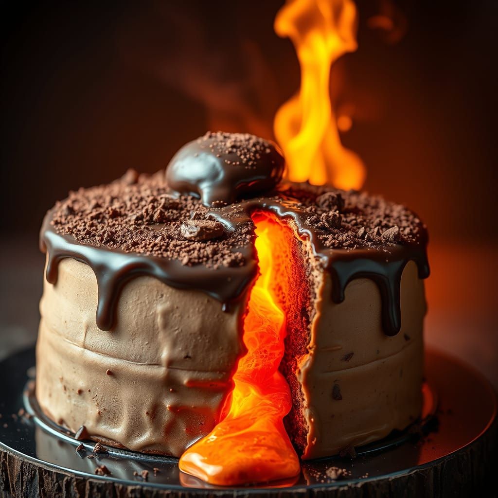 Decadent Lava Cake in Digital Art Style