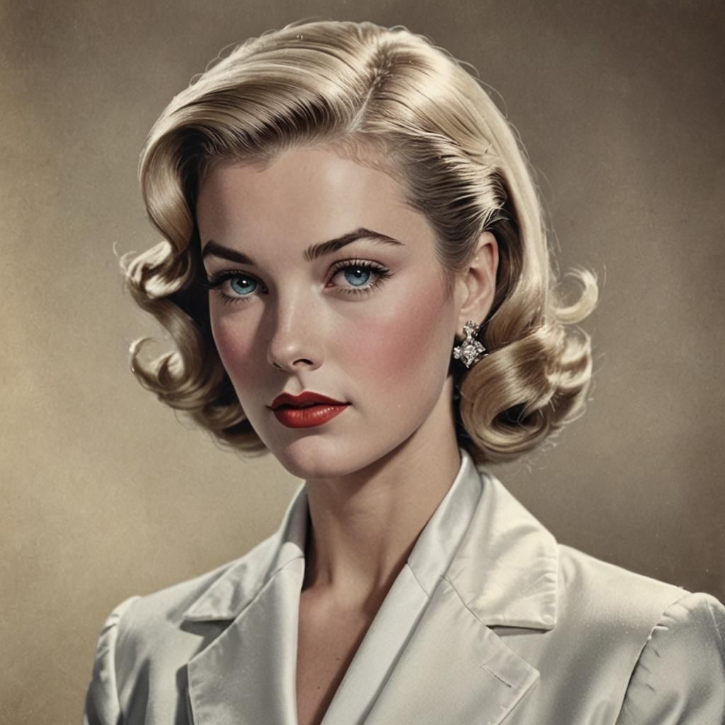 Elegant 1950s Portrait of a Blonde Woman
