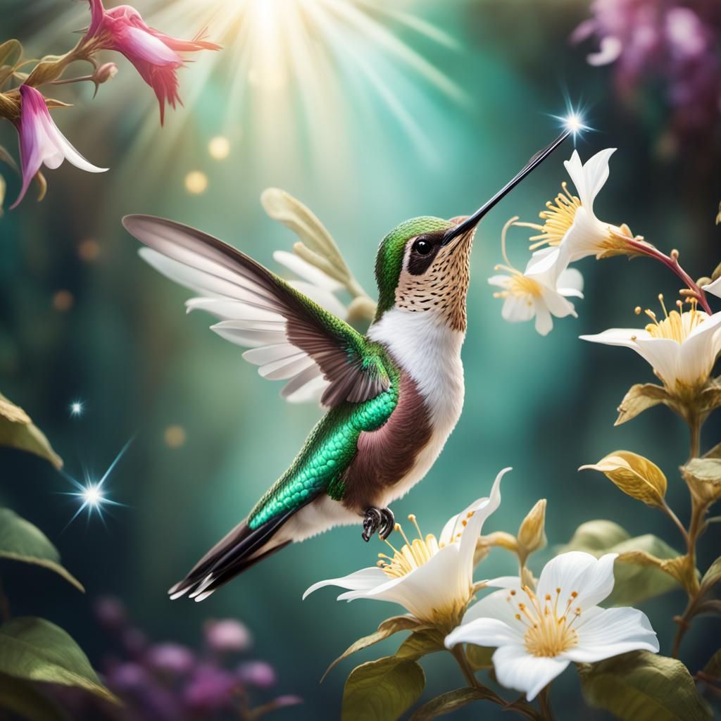 Magical Hummingbird in Enchanted Forest, Concept Art