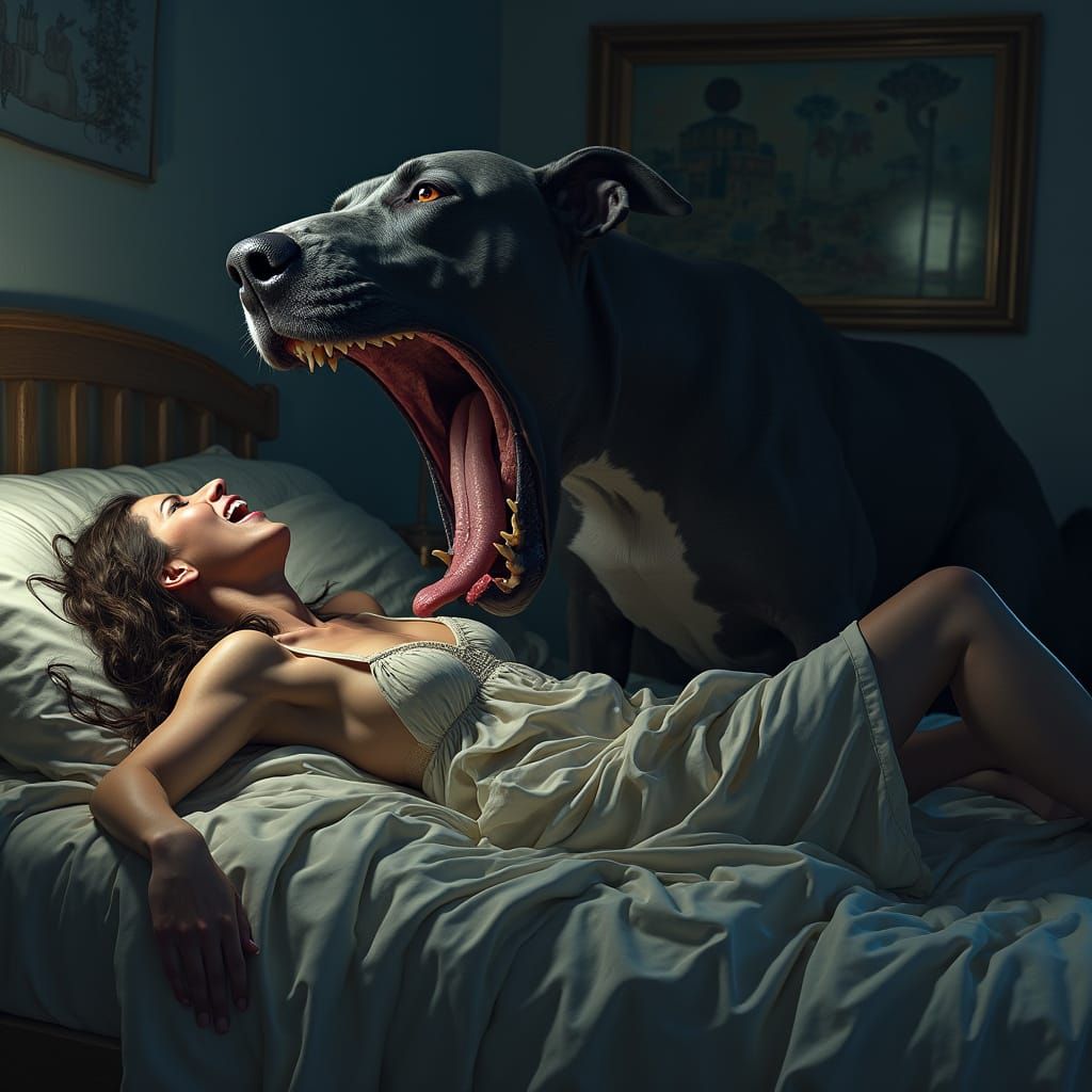 Great Dane Swallows Owner in Surreal Nighttime Nightmare