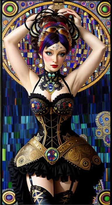 Steampunk Ballerina in Micromosaic Black Light Style