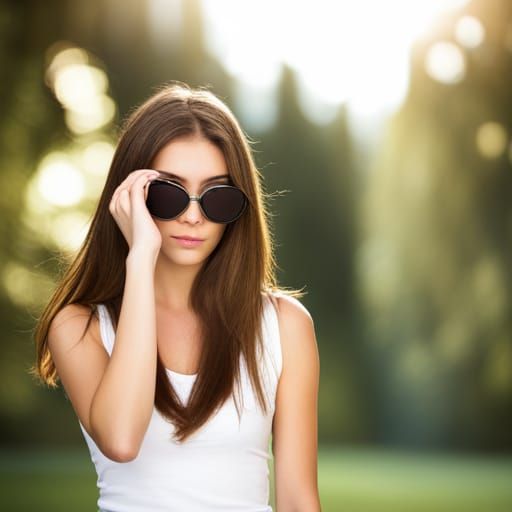 Teenage Girl Spy in Sunglasses: Professional Photo