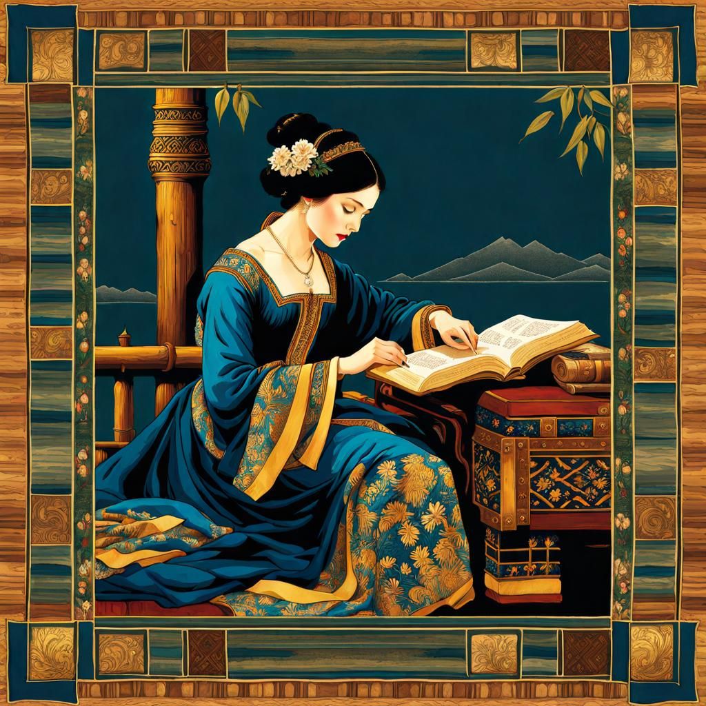 Poet in Bamboo Woods: Decalcomania Poster Art