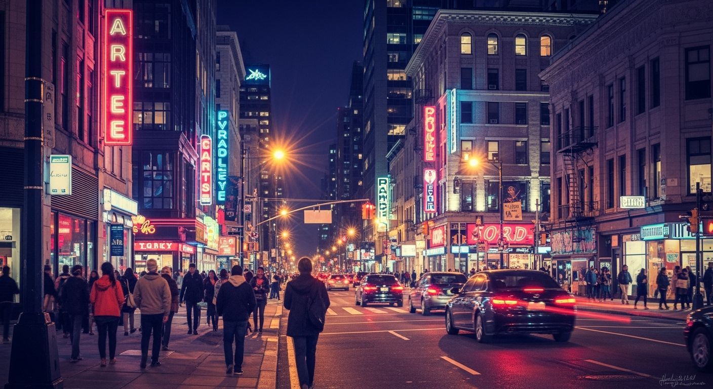 Night City Street Scene in Digital Art Style