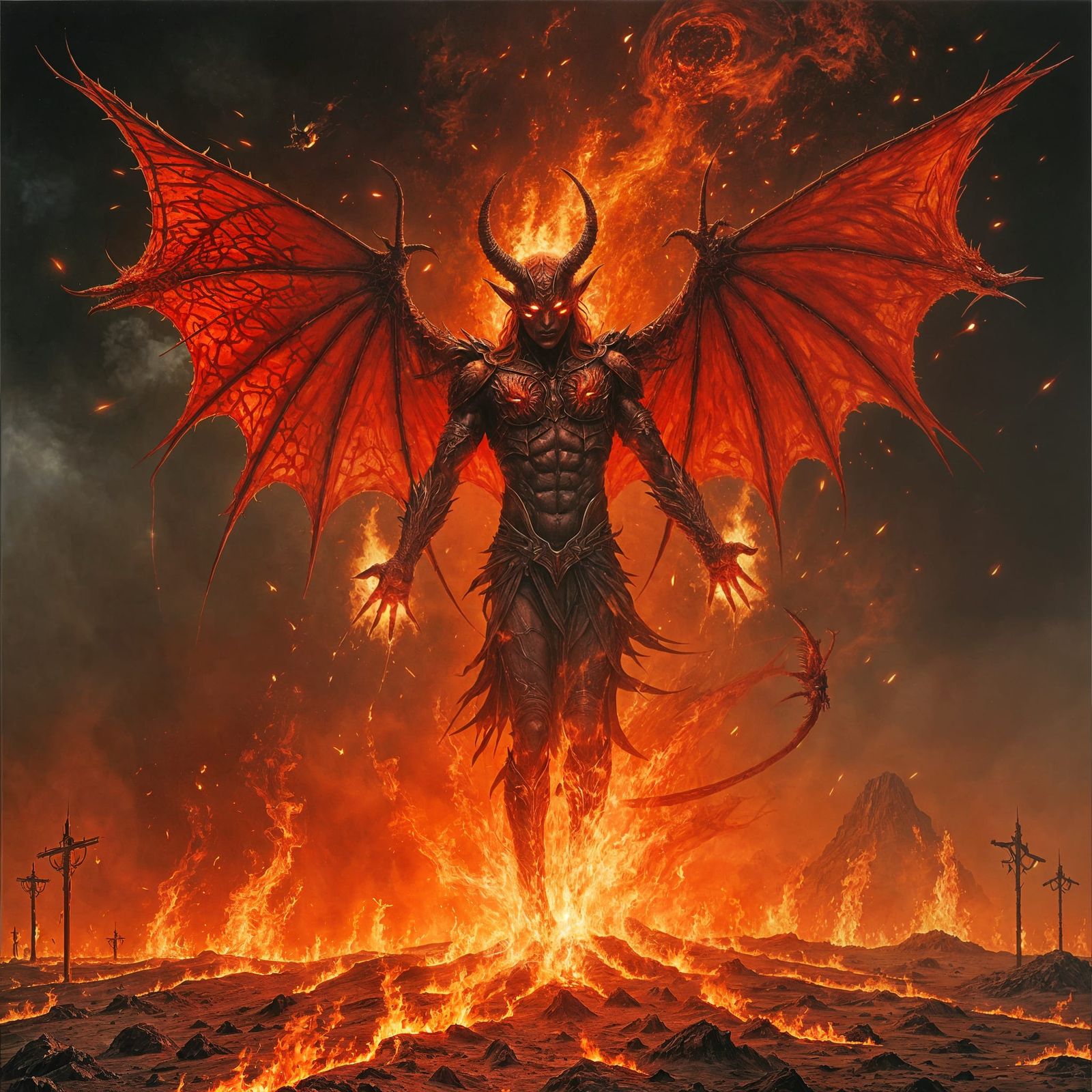 Surreal Red Demon Burning the World