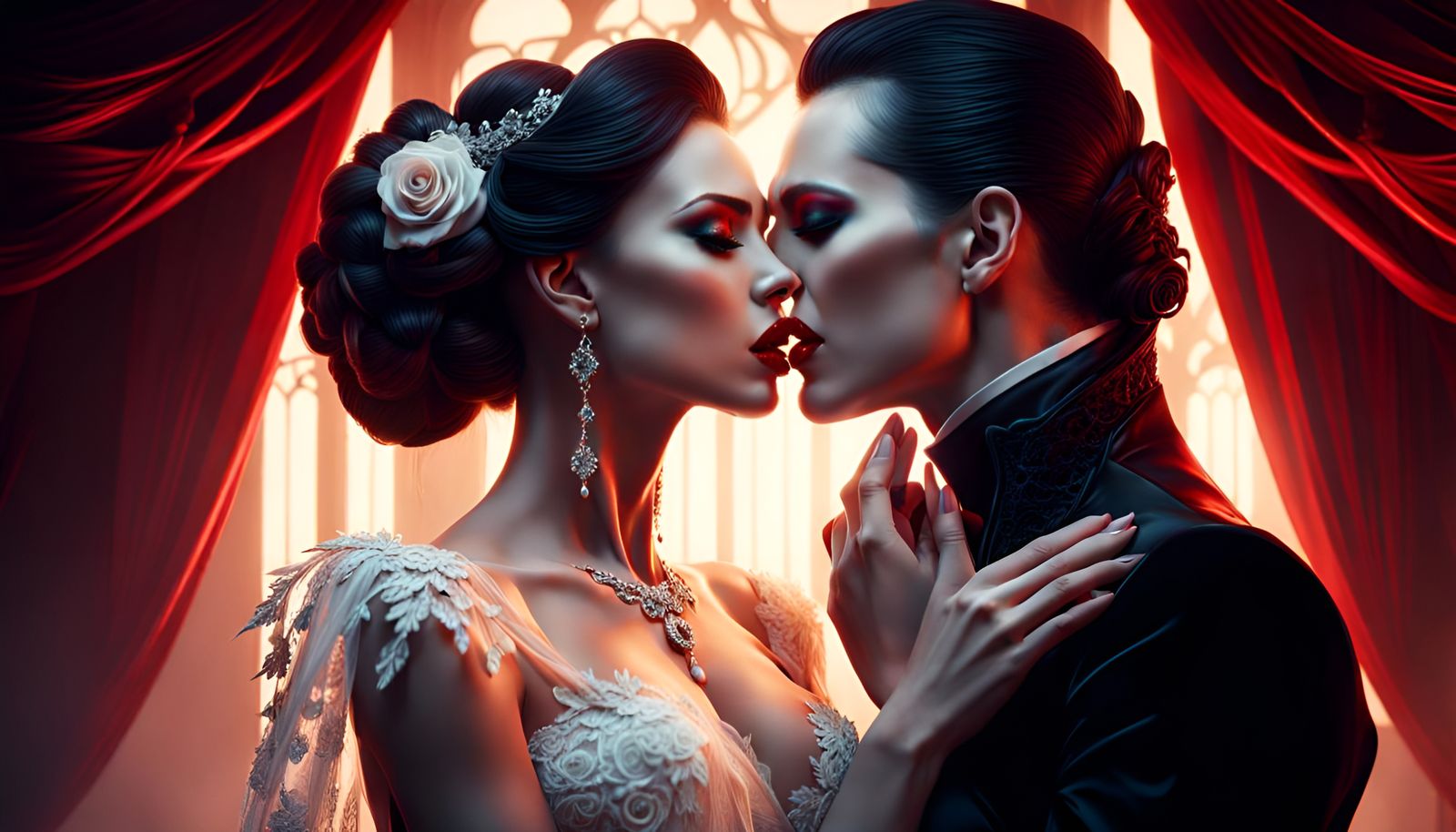 Supposed to Be a Vampire Biting Neck of a Bride!