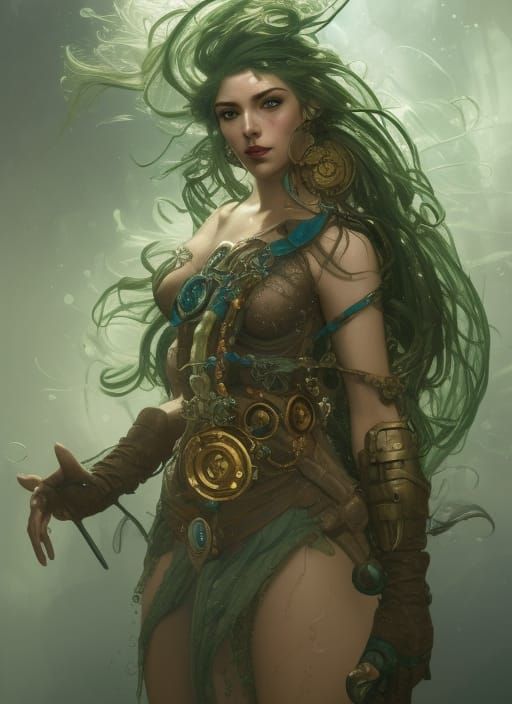 Steampunk Water Genasi Portrait in Digital Art