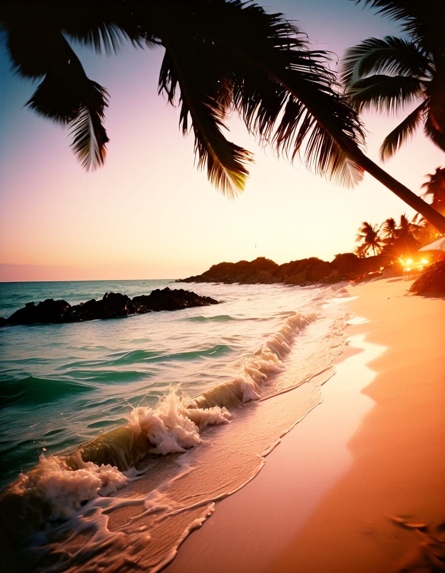 Tropical Sunset in Lomography Style