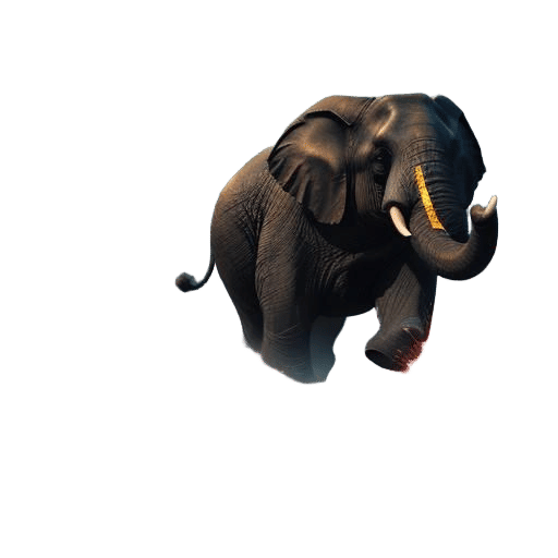 Elephant Escapes Volcano with Popsicle: Fantasy Art