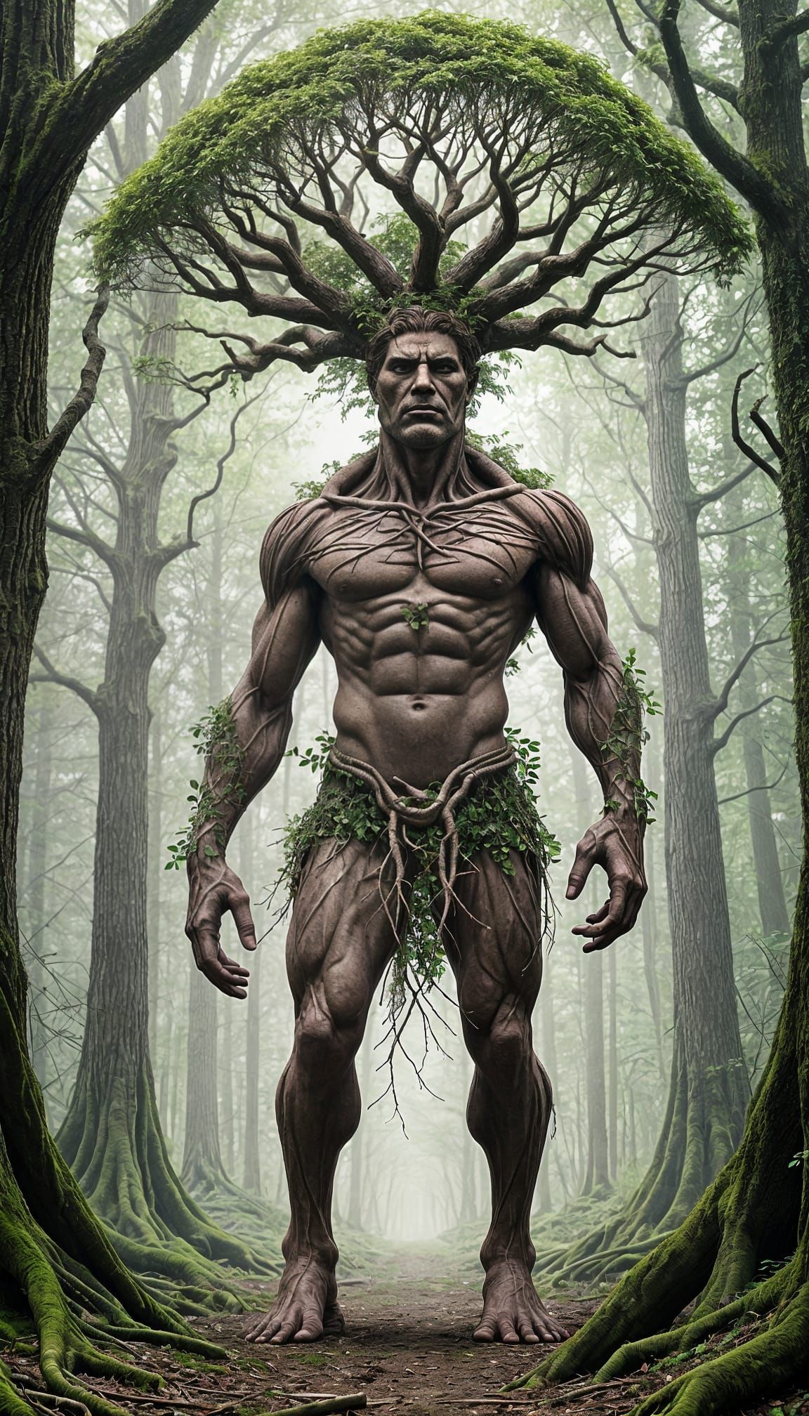Ancient Forest God Emerging from the Trees
