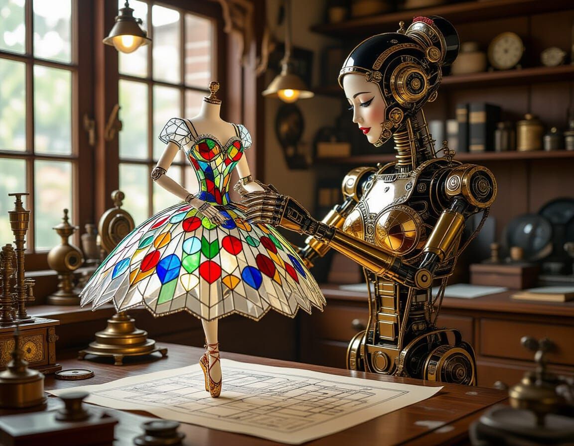 Steampunk Automaton Crafts Glass Dress for Ballerina