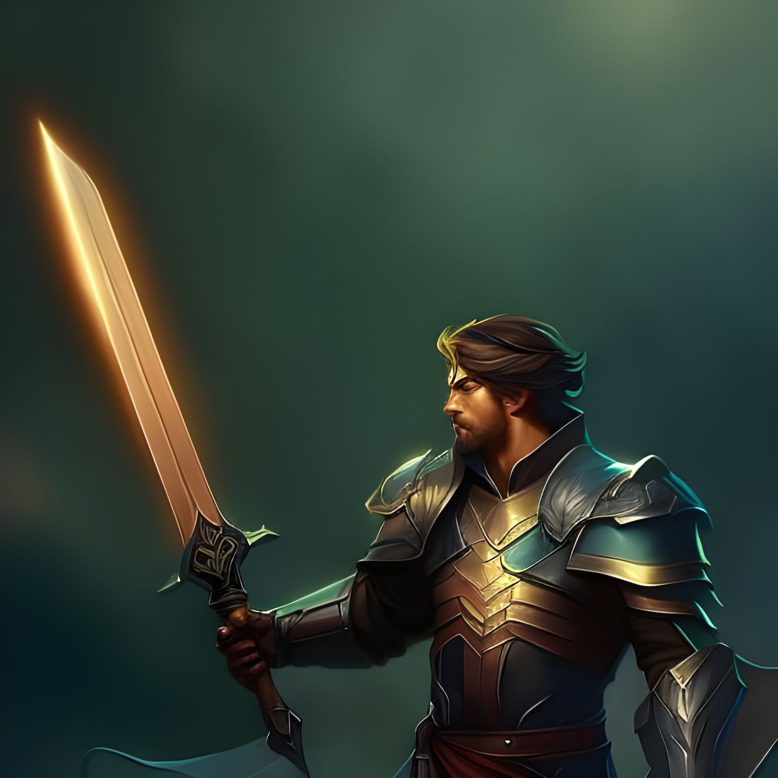 Halfling Warrior with Flaming Sword in Desert