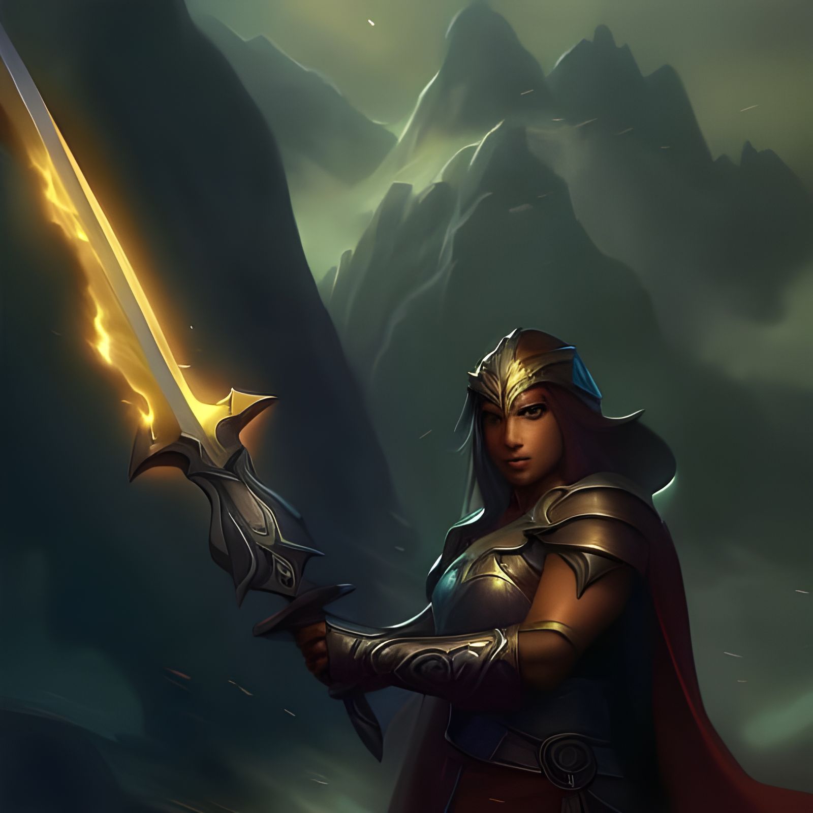 Halfling Warrior with Flaming Sword: Detailed Concept Art