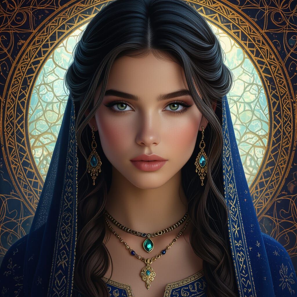 Hyperrealistic Ancient Beauty Portrait in Fantasy Art Style