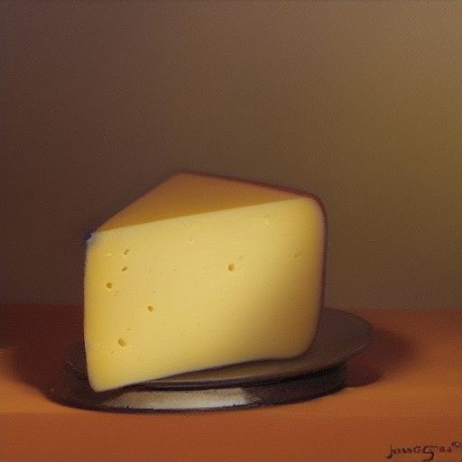 Cheese Still Life as Oil Painting