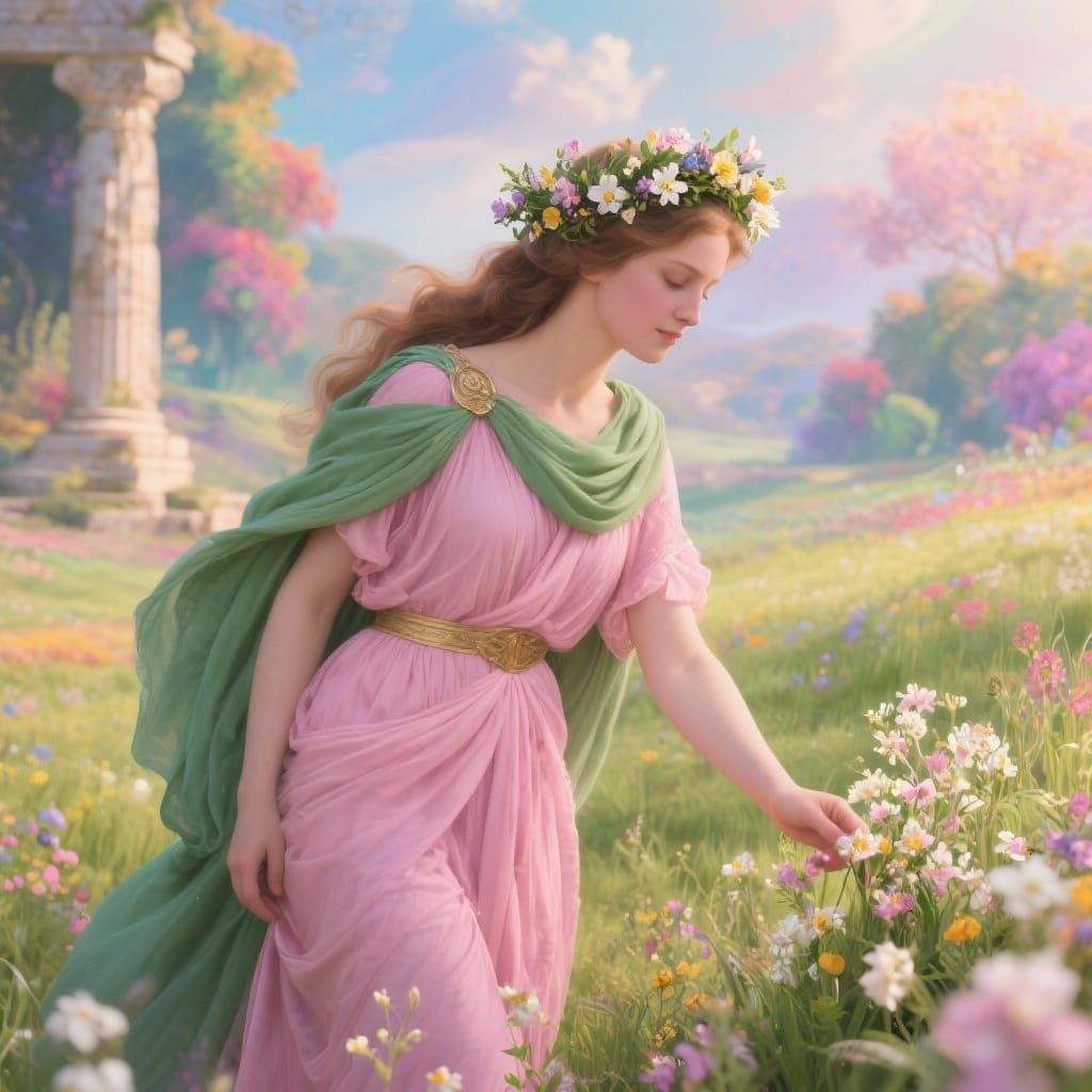 Thallo: Greek Goddess of Spring in Meadow