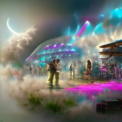 Rock Band Concert on Alien Planet, Digital Art