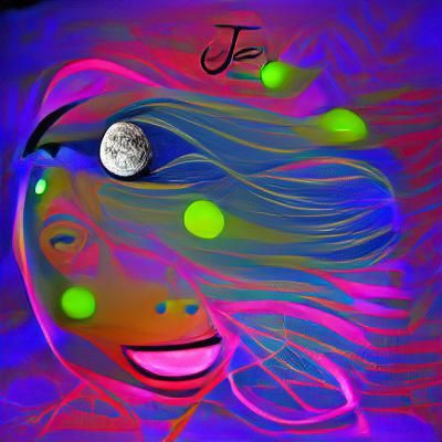 Jaylene on the Moon: Digital Neon Illustration
