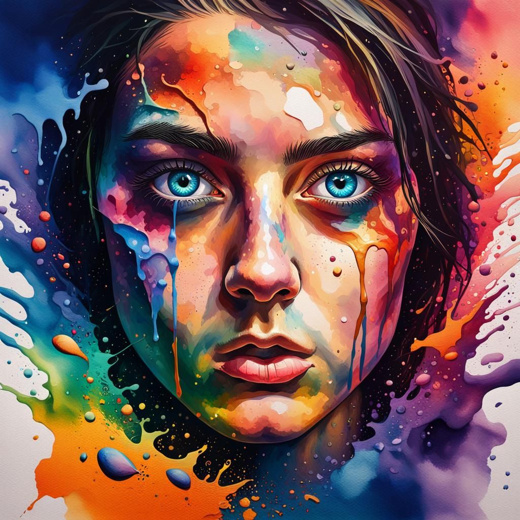 Mysterious Eyes Splash Art with Vivid Colors