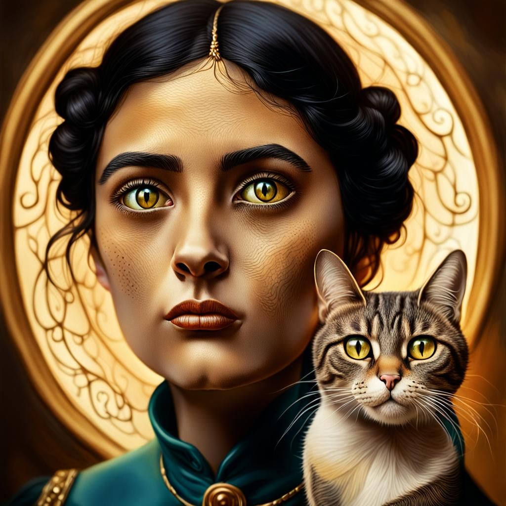 Surreal Cat-Eyed Woman: Bizarre Realism Portrait