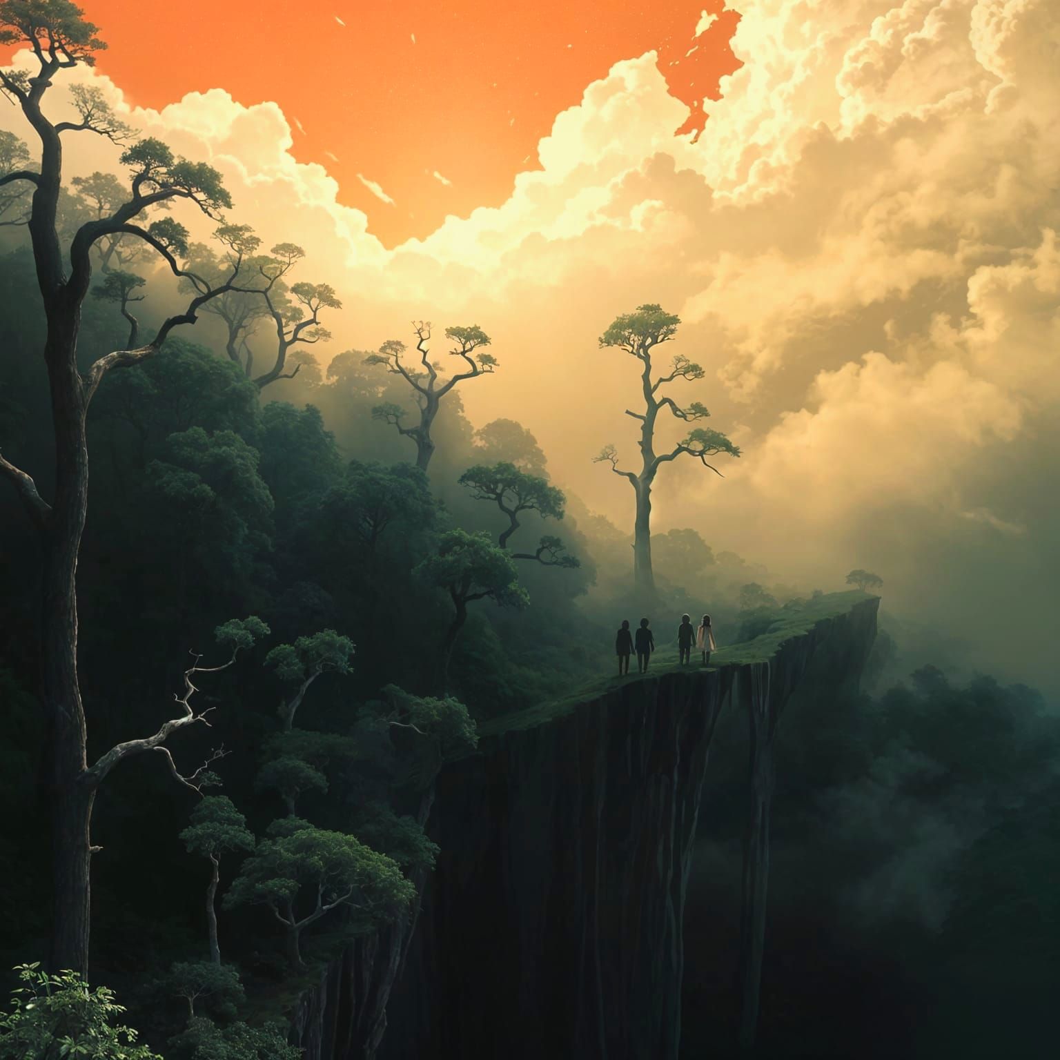 Dark Forest Abyss in Studio Ghibli Anime Style