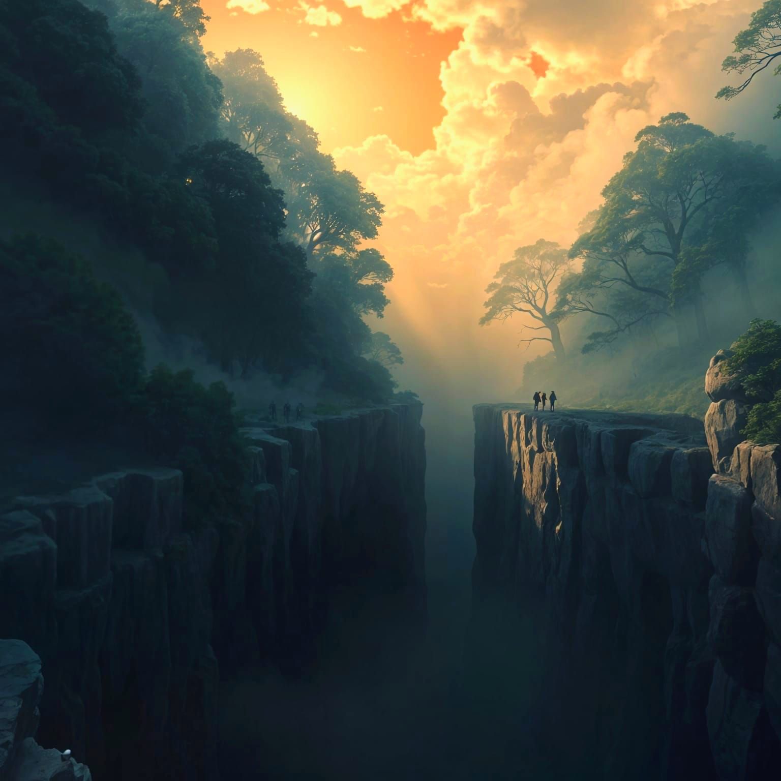 Anime Forest Abyss in Ghibli Style